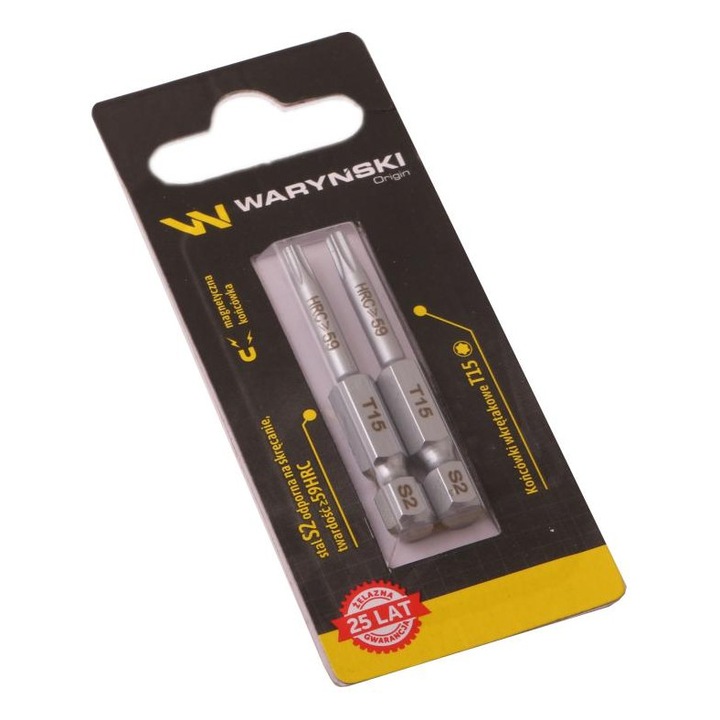 Set accesorii insurubat T15 50mm WARYNSKI, 2 bucati Set de biti de surubelnita