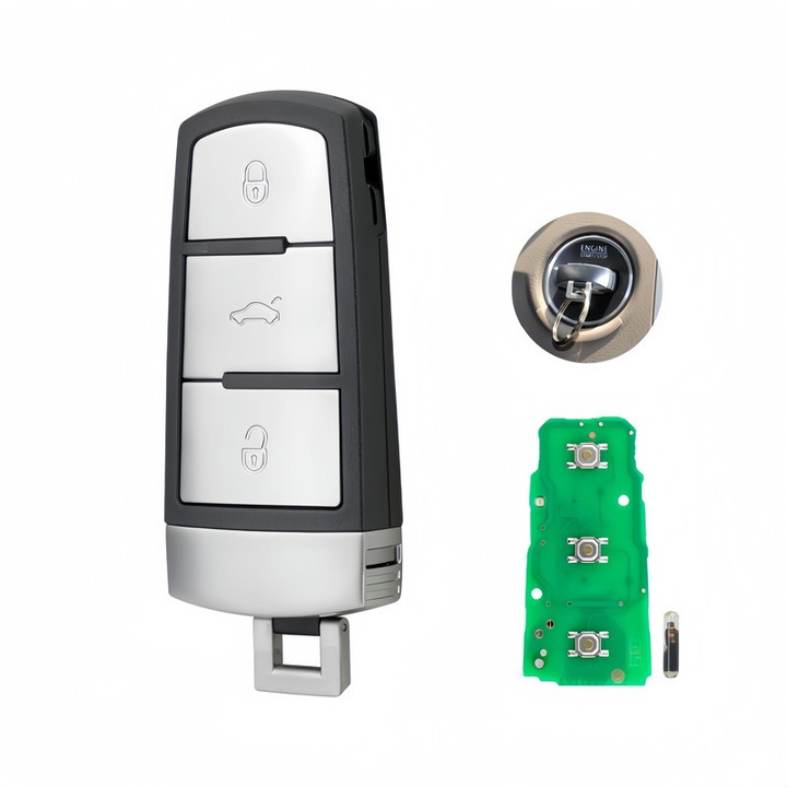 Ключ за кола, SPARKZA, за VW Passat B6 B7 CC, с микрочип и съвместимо дистанционно, 3 бутона, 433 Mhz, 3C0959752BA