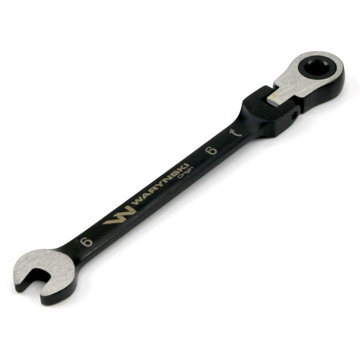 Plasko-oczkowa 6 mm-es csavarkulcs grzechotka 72 zebyvel és przegubbal, WARYNSKI