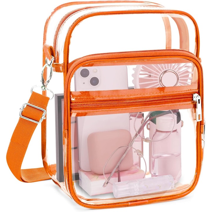 Geanta crossbody transparenta cu lant metalic – stil elegant dama