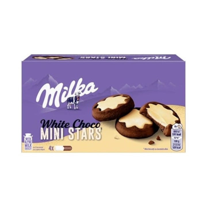 Biscuiti White Choco, Mini Stars, Milka, 150 g