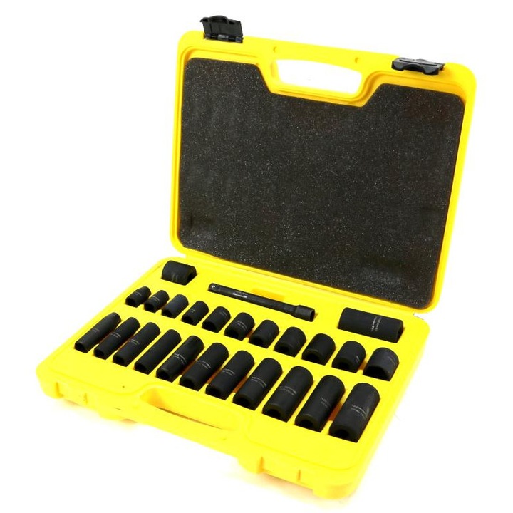 Set de nasada 3/8" 25 piese, Warynski, dimensiuni 8-22mm, prelungire 100mm