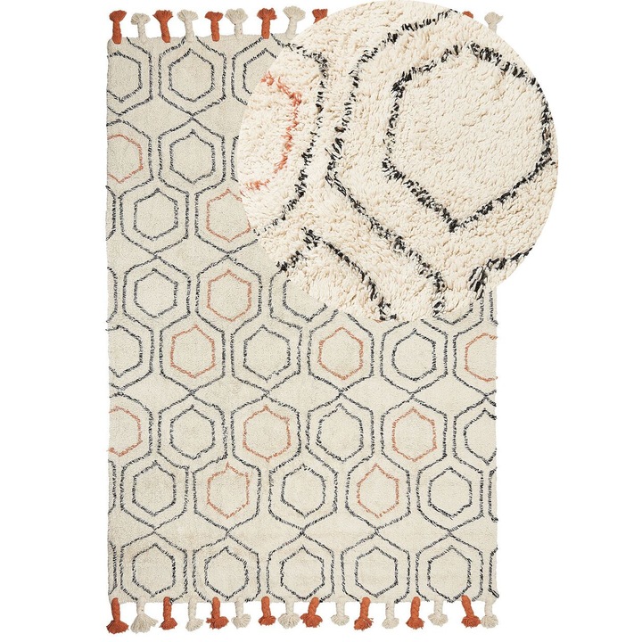 Covor din bumbac bej si portocaliu 160 x 230 cm Hajipur