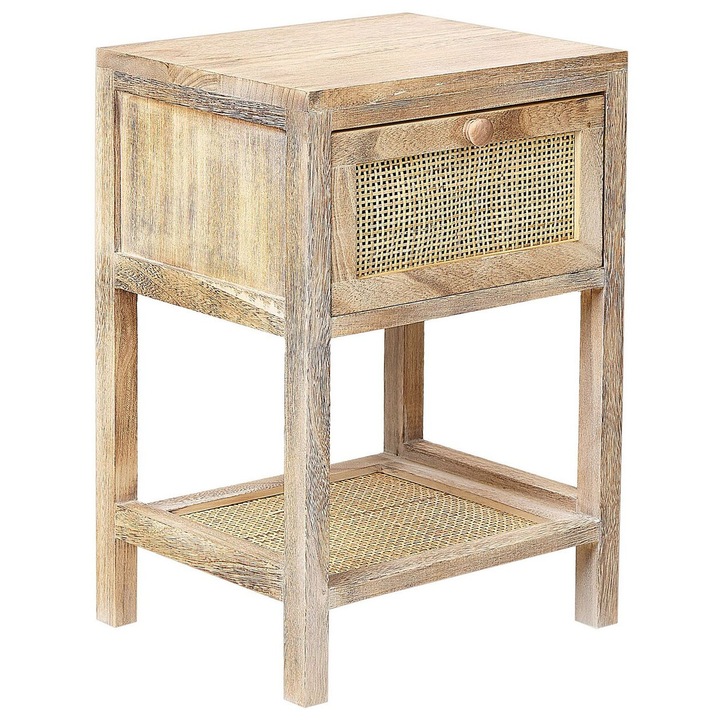 Noptiera Beliani Esto, ratan, maro deschis, 29x35x51cm, 1 sertar, stil rustic