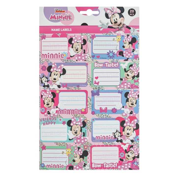 Etichete Autocolante Pentru Fete Minnie Mouse Set 20 Buc Stickere Rechizite Pentru Caiete Carti Agende Scoala