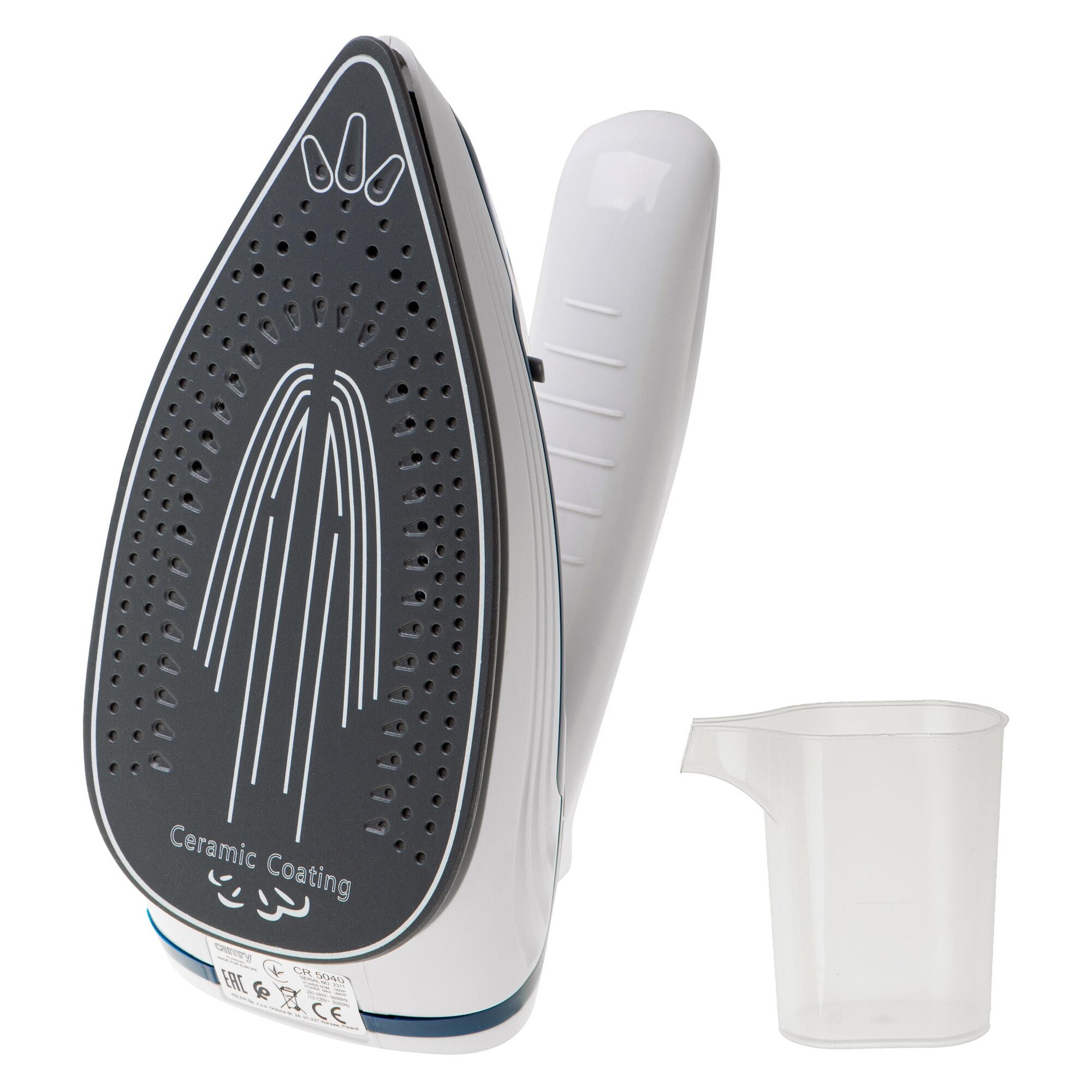 Fier de calcat cu abur Camry CR 5040, compact, 50g/min abur, alb-albastru, 20,3x9,3x9,4cm