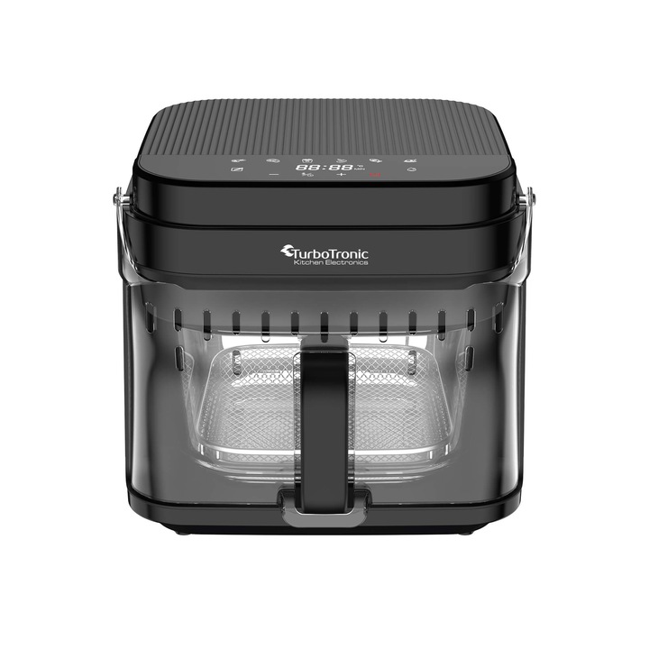 Friteuza profesionala cu aer cald TurboTronic TT-AFG5,1200W, 5.5 litri, termostat reglabil 40 - 200°, temporizator, fara ulei, negru