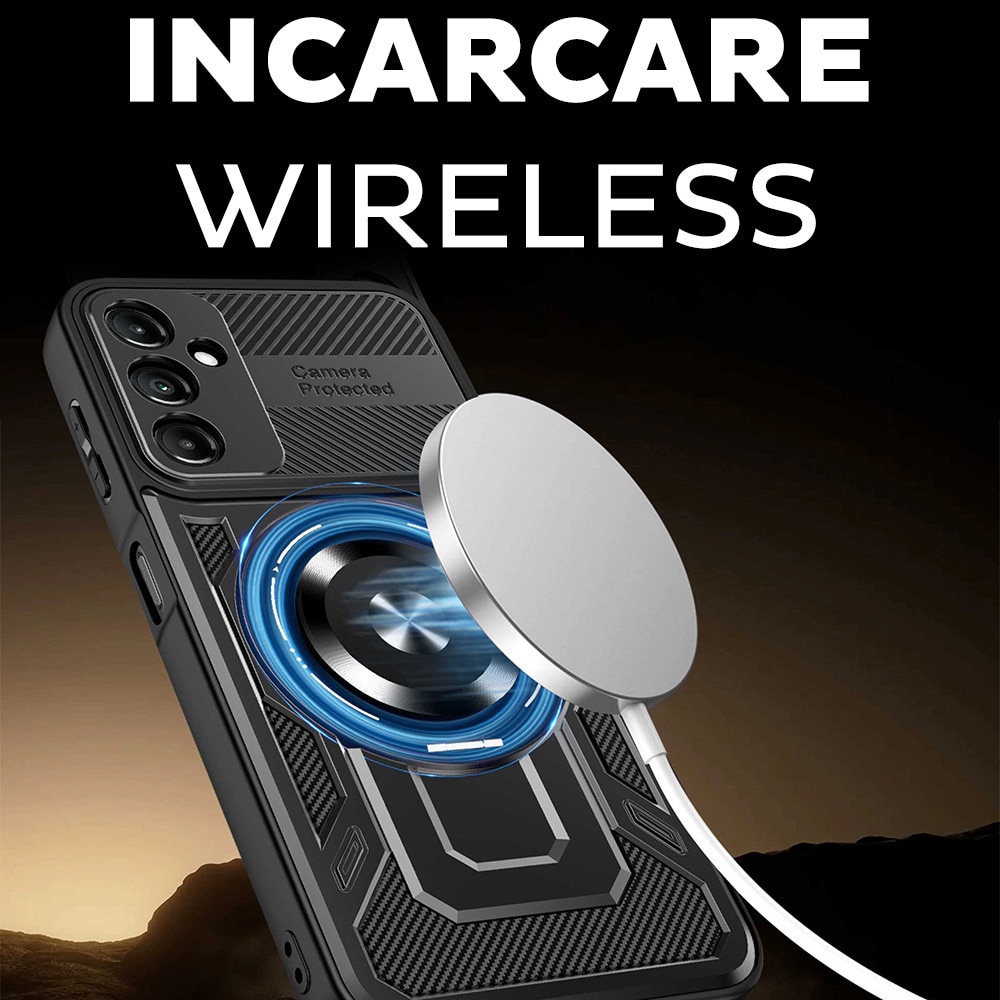 Husa pentru Samsung Galaxy S23 DaDen® RuggedCam MagSafe, Antisoc, Incarcare wireless, Inel rotativ, Slider pentru camera, Gri