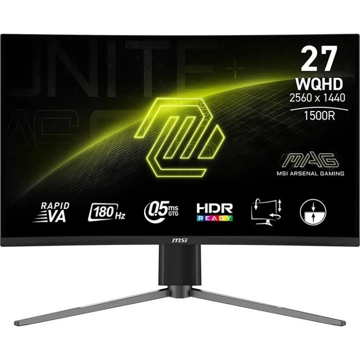 MSI MAG Gaming monitor, 27" WQHD 2560 x 1440, VA, 160 Hz, 0,5 ms, Fekete