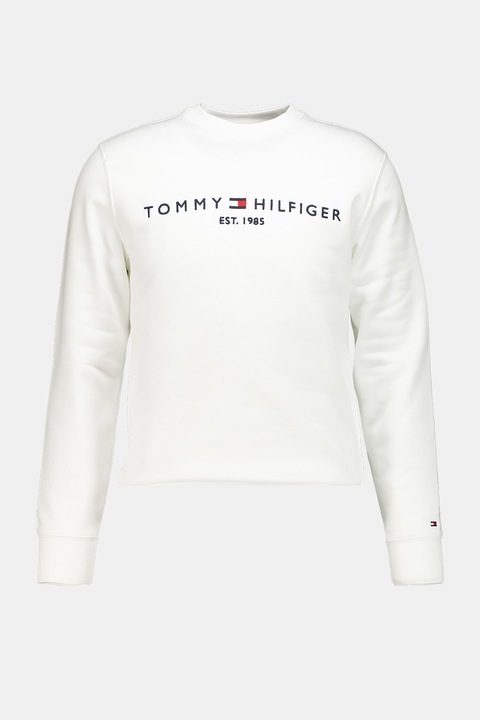 Tommy Hilfiger, Bluza de trening din amestec de bumbac organic cu logo, Negru/Alb optic
