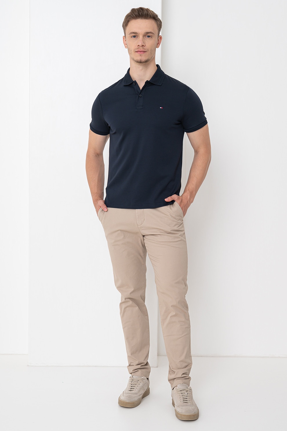 Tommy Hilfiger, Tricou polo regular-fit cu logo discret, Albastru ultramarin, S