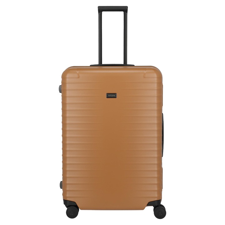 Valiză Trolley Titan Overseas L, bronz, policarbonat, 4 roți duble, 360°