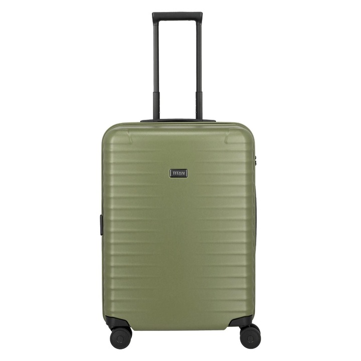 Troler Titan Upgrade M, 68l, verde, 4 roți duble, încuietoare TSA