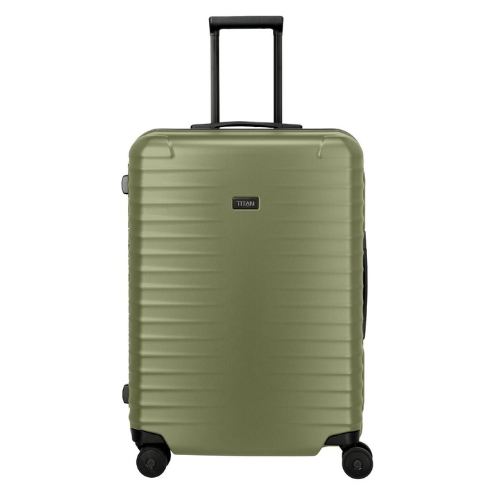Troler Titan Overseas M, verde, 4 roți duble, construcție cu cadru