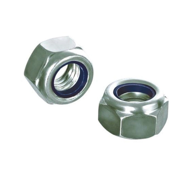 Set piulite hexagonale zincate cu autoblocare M10, 500 bucati