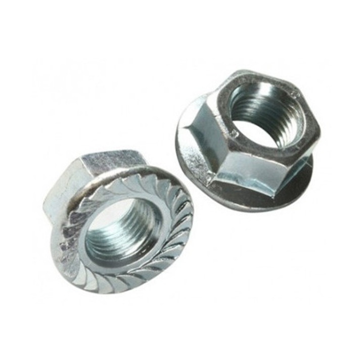 Set de piulițe zincate hexagonale cu flanșă M10, ROMSURUB, 500 bucăți