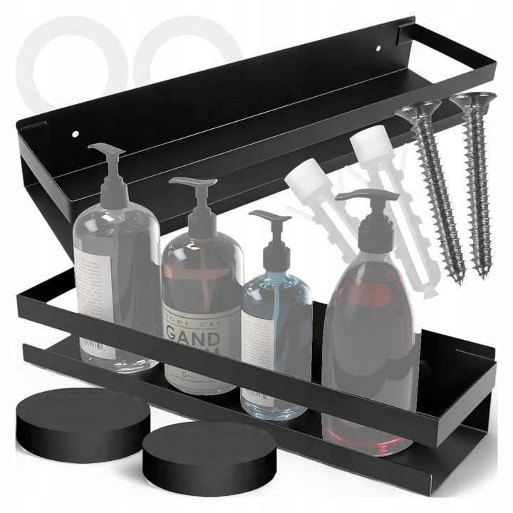 Raft De Baie Kanza, Rezistent La Umiditate, Negru, 6.5x50x10cm