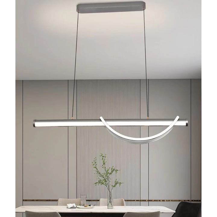 Висяща лампа, RFAN Модел 5100, С Дистанционно Управление, 3 Видове Светлина, Регулируема Височина, 132W, Сив