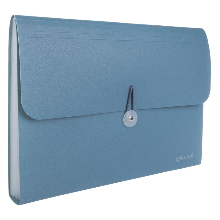 Servieta cu 13 compartimente soft touch bleu cu elastic & capsa 33.5x4x24cm