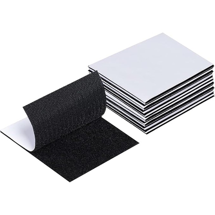 Banda velcro, AYSTOAYS®,, Set 20 bucati, 50x50mm, Auto-adeziva, Banda Dublu-adeziva, Rezistenta si Versatila pentru Diverse Aplicatii, Negru