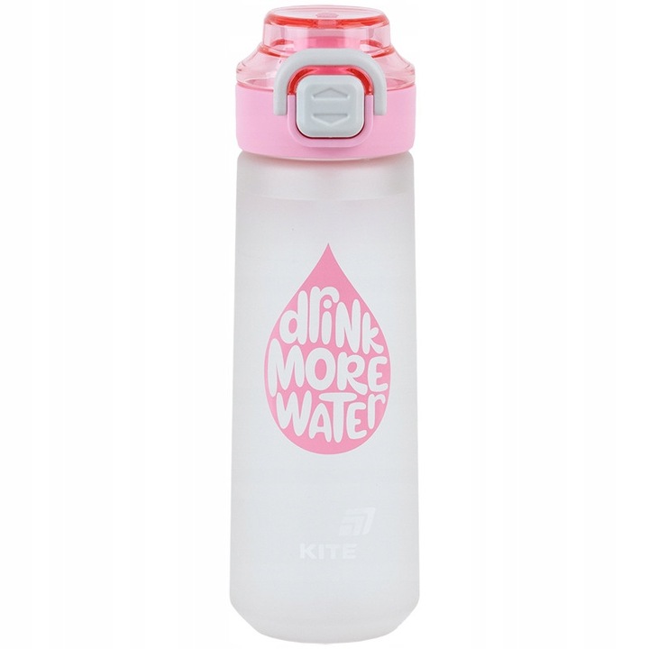 Bidon de apa Kite, 760 ml, Tritan, fara BPA, cu capac flip-top etans, cu scala temporala, pentru scoala, activitati zilnice si calatorii, sport, roz
