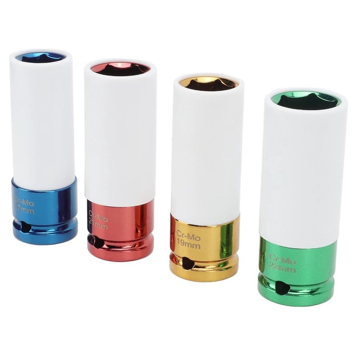 Set 4 tubulare Colorate cu protectie pentru jante aliaj masura 17 – 19 – 21 – 22 mm
