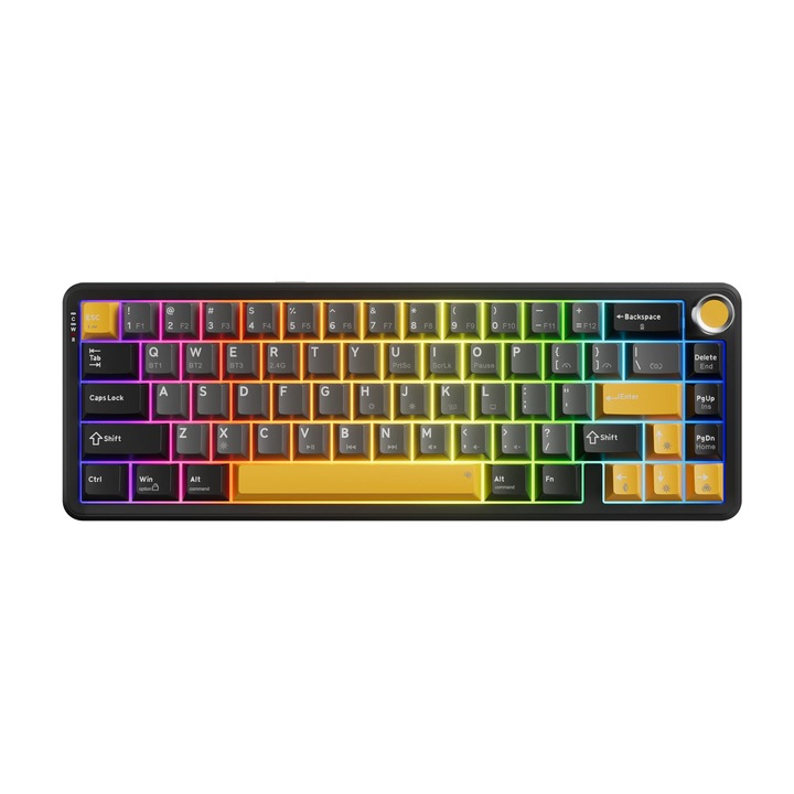 Клавиатура Marvo безжична механична геймърска клавиатура Wireless Gaming Mechanical keyboard Titan 65 - KG984W Black - Banana Crystal [Linear] MARVO-KG984W-BK