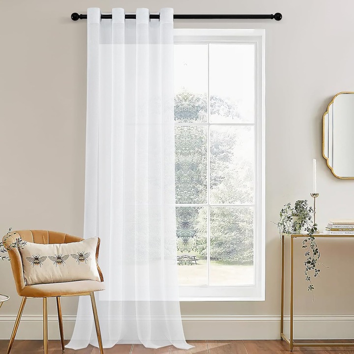 Függöny 145 x 300 cm, gyűrűs rögzítés, fehér - CN