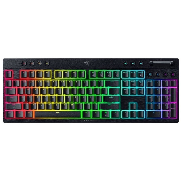 Razer BlackWidow V4 Low-Profile HyperSpeed vezeték nélküli gamer billentyűzet, fekete, Wi-Fi / USB Type-C dongle