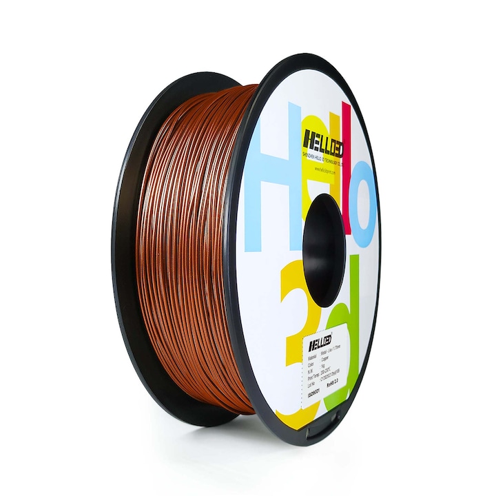 Филамент за 3D принтер Hello3D, PLA металоподобна мед, диаметър 1.75 мм, 1 кг, 190°C-230°C