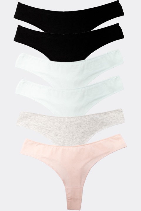 Dollcini, Дамски бикини Thong, Дамски бикини от дантела, 95% Памук + Спандекс - Многоцветни, Комплект от 6, 30 модела