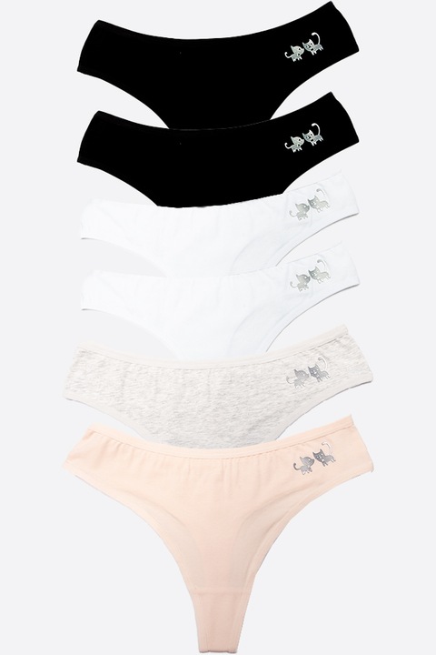 Dollcini, Дамски бикини Thong, Дамски дантелени бикини, 95% Памук + Спандекс - Многоцветни, Комплект от 6, 32 модела