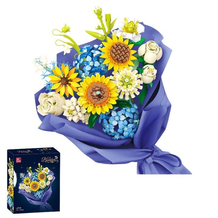 Set de constructie flori artificiale, 1124 Pcs, multicolor