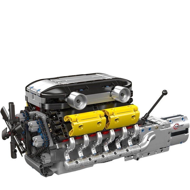 Комплект за конструиране с двигател V8, 1260 части, прозрачен, за възрастни и деца