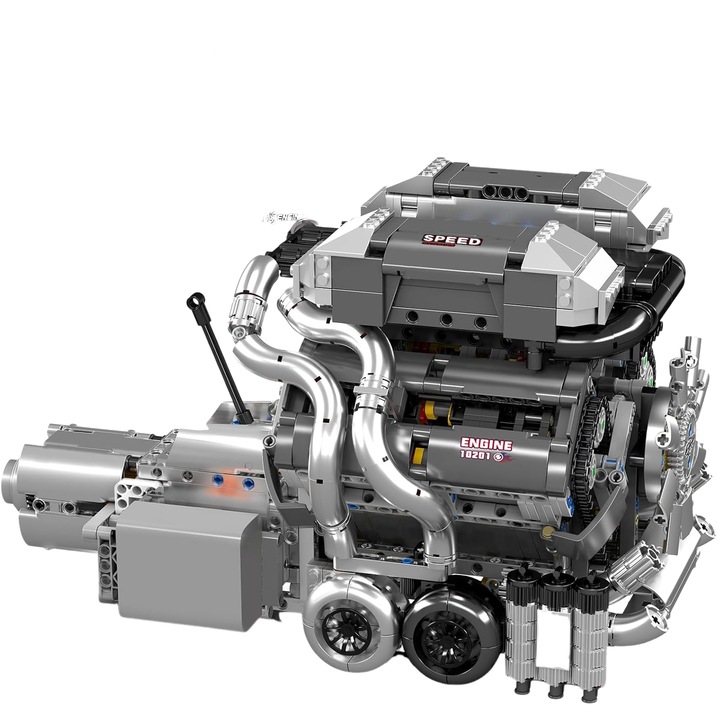 V8-as motor építőkészlet, 2024 darabos, valósághű alkatrészek, többszínű