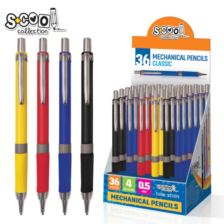Creion mecanic, 0, 5 mm, clasic, 36 bucati, 4 culori in set