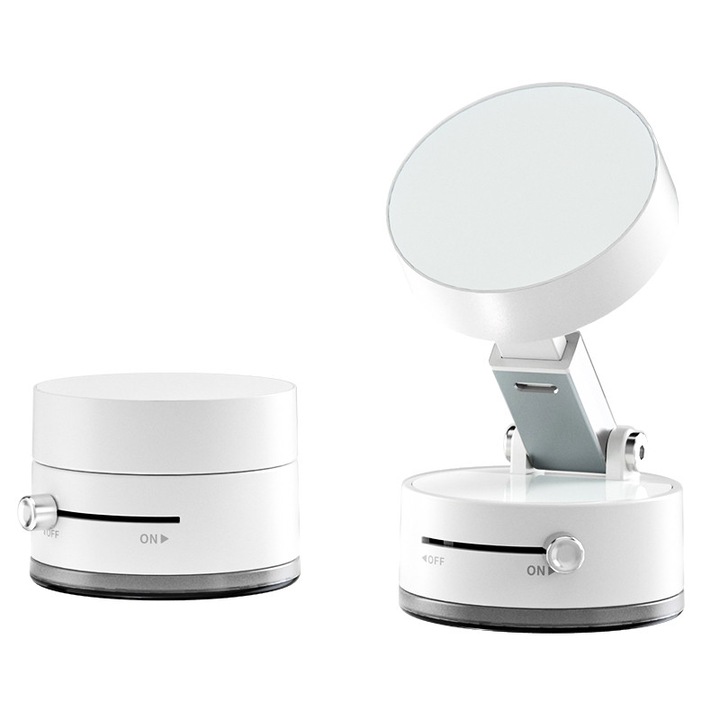 Suport telefon auto, rotire 360°, prindere puternica, design racire circulara, compatibil cu iPhone Android, Alb