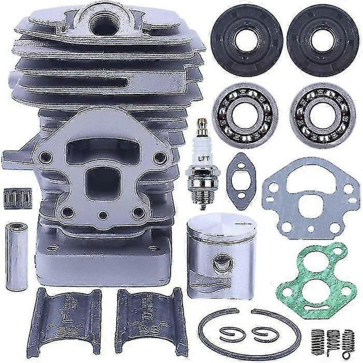 Kit piston cilindru 39mm pentru fierastrau cu lant Husqvarna 235 236 240, set garnituri, 1x bujie, 2x rulmenti, 2x etansari, 1x rulment ac.