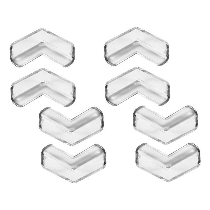 Комплект от 8 протектора за ъгли/ръбове на маса тип L, със самозалепващо покритие, лесни за монтаж, лесни за почистване, за различни видове мебели за предпазване на бебето от нараняване, 40x40 мм, прозрачни