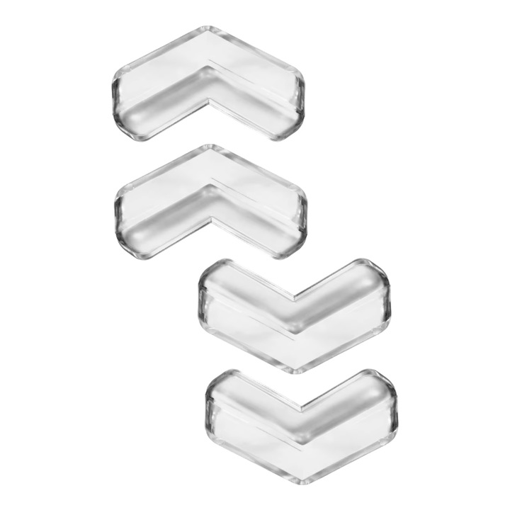 Комплект от 4 протектора за ъгли/ръбове на маса тип L, със самозалепващо покритие, лесни за монтаж, лесни за почистване, за различни видове мебели за предпазване на бебе от нараняване, 40x40 мм, прозрачни