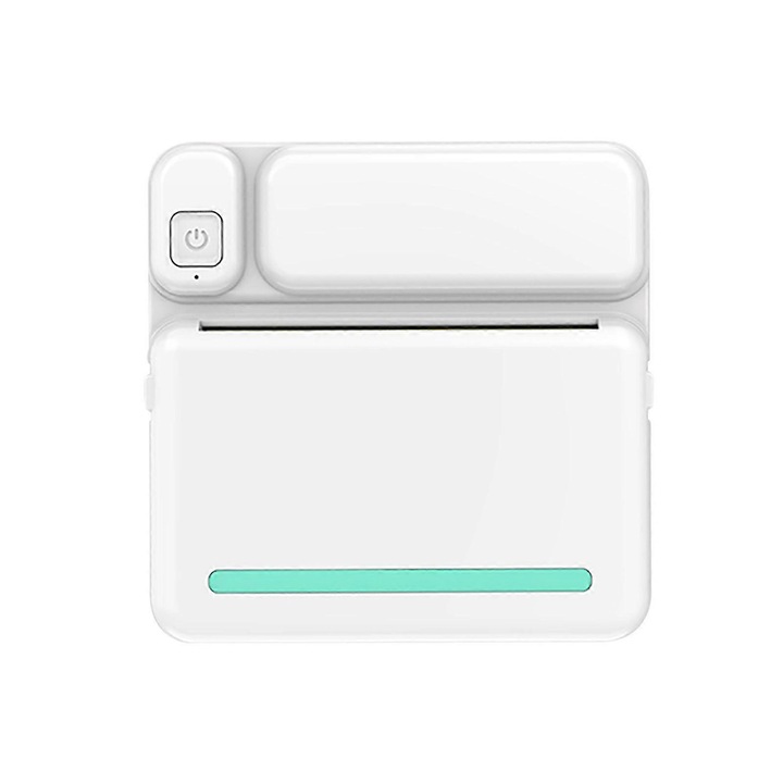 Портативен термопринтер Bluetooth 57мм, мини, без мастило, комплект с 3 ролки цветна хартия и 3 ролки самозалепваща лента, 110x80x30мм