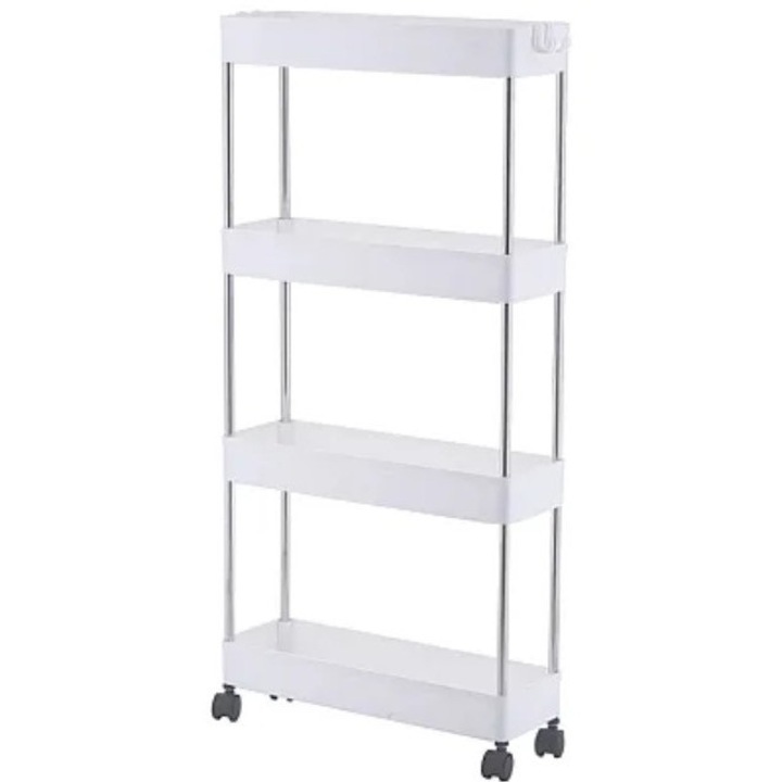 Многофункционален органайзер за колички с 4 рафта, бял, MD