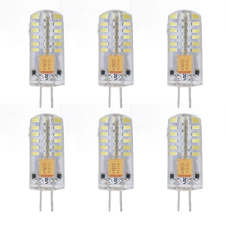Becuri LED G4, 6 buc, 3W, echivalent 20W, baza bi-pin, 12mmx36mm