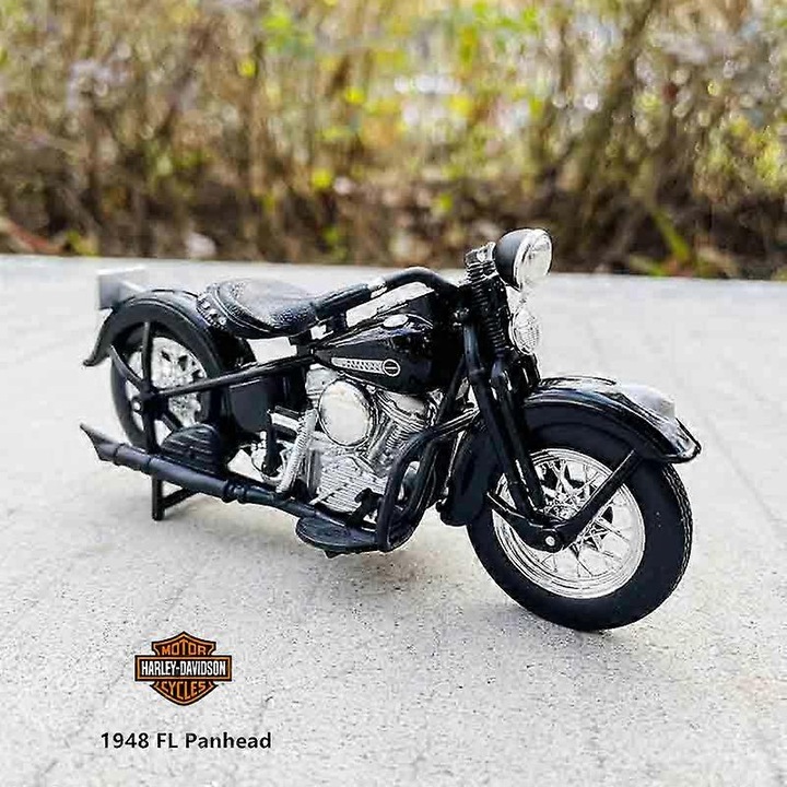 Motocicleta de jucarie 1:18 Harley-davidson 1948 Fl Panhead, aliaj, multicolor
