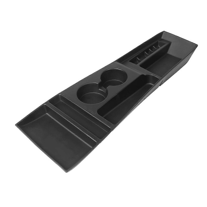 Tesla Model X/S 2012-2017 tárolódoboz, fekete, pohártartóval és szemüvegtartóval