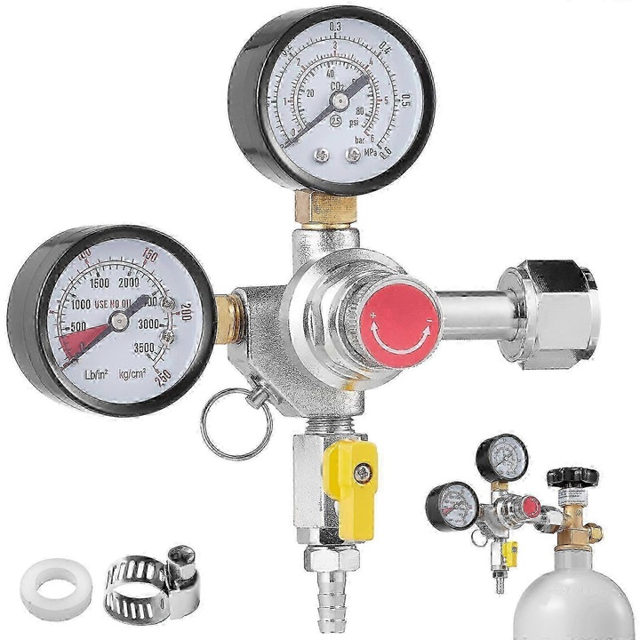 Регулатор на налягането на бира, 0-60 PSI, съвместим с CGA320, пълен комплект
