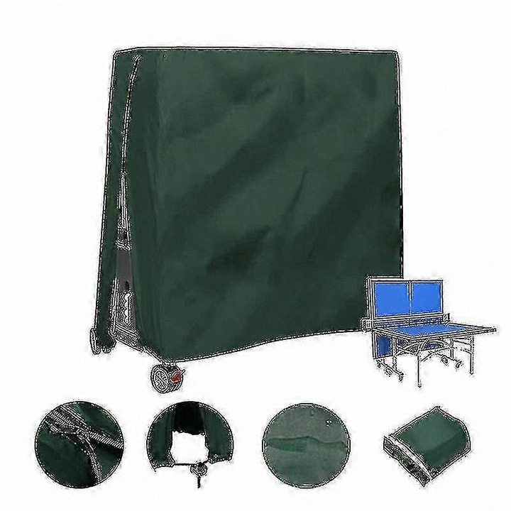 Husa de protectie pentru mese de tenis de masa, 165x70x185cm, verde, set