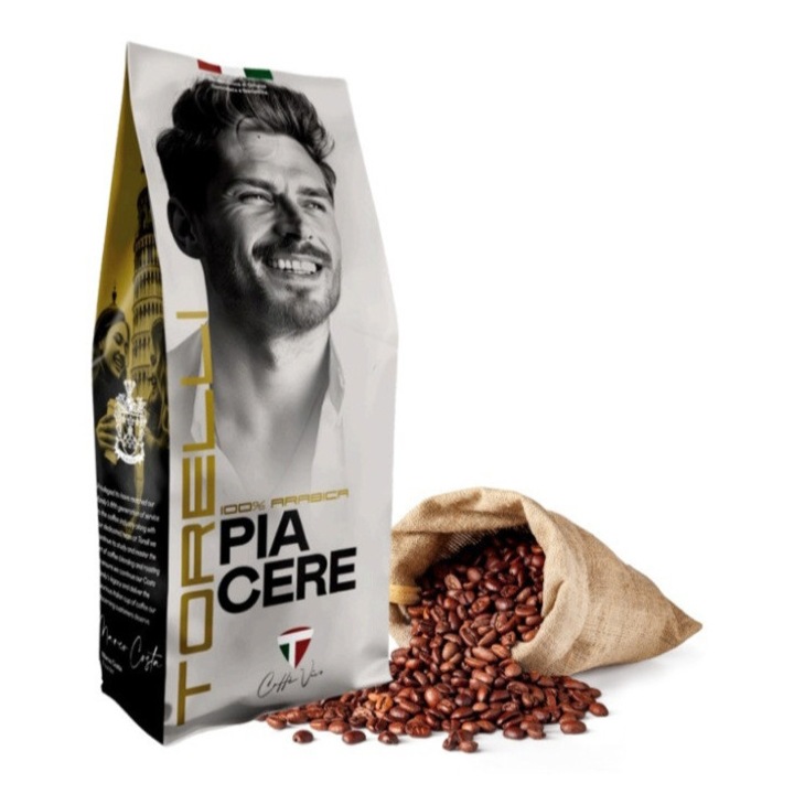 Cafea boabe Torelli PIACERE, 100% Arabica, 1 kg, prajire usoara, profil aromatic cu note florale