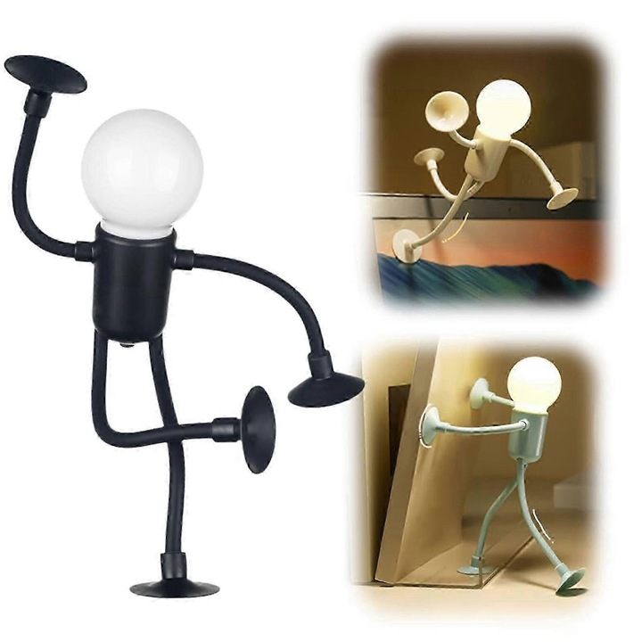 Lampa de noapte sportiva versatila, alba, 17x4x4cm, cu ventuze, set de 1 buc.