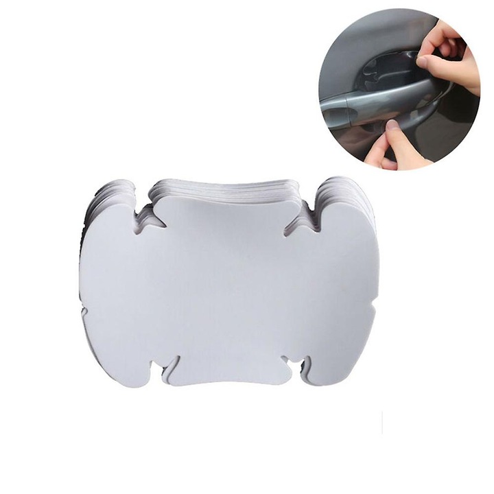 Set 4 autocolante pentru manerele usilor din fibra de carbon, rezistente la zgarieturi, multicolor, 8.5x6.8cm